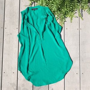 Emerald Green Deep V Blouse- free ship
